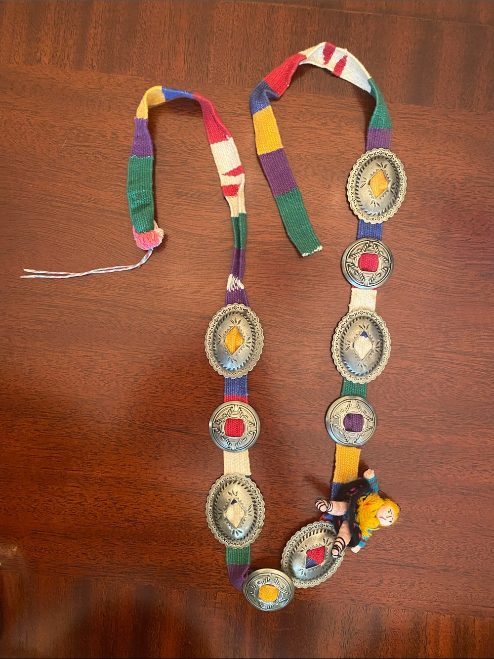 Handmade Multicolor Southwestern adjustable Concho Belt — 45 1/2” long